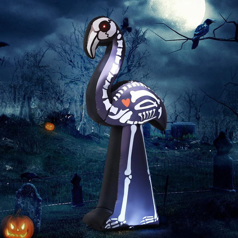 The Holiday Aisle® Ellefson Halloween Inflatable 5.5FT Zombie Flamingos